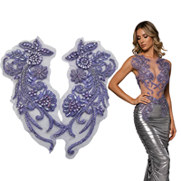 Applique de luxe en strass pour robes de mariée, motif paire, plusieurs couleurs, perles à coudre, pierres et cristaux, pour corsage