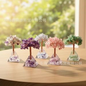 ฐานพีระมิดเรซิ่นรูปต้นคริสตัล 4 ซม. อเมทิสต์ ของตกแต่งบ้าน - Product Image 1