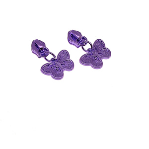 Venta al por Mayor Personalizada 5 #   Tirador de Cremallera de Nailon con Forma de Mariposa Morada para Bolsos y Carteras - Product Image 3