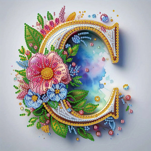 Kit di Pittura Diamante SongwooArt con Lettera <span class=keywords><strong>Floreale</strong></span> 'A' per Bambini, Decorazione Murale Alfabeto 5D, Regalo Fai-da-Te - Product Image 3