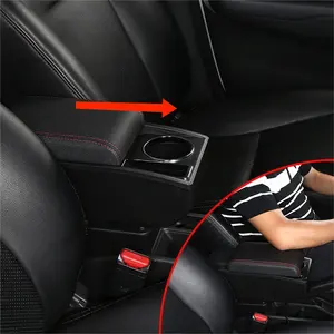 Accoudoir de voiture <span class=keywords><strong>Peugeot</strong></span> <span class=keywords><strong>208</strong></span> 2019-2024, boîte de rangement de la console intérieure, porte-gobelet, organisateur, ABS/cuir PU, installation facile - Product Image 5