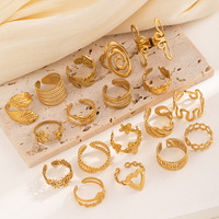 Bagues ajustables en acier inoxydable plaqué or 18 carats pour femmes, bijoux fins, accessoires élégants, luxe simple, collection Cluster Engagement