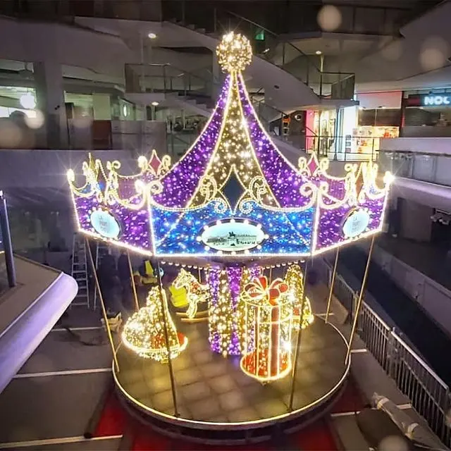 Escultura redonda con luz LED para exteriores, escultura LED gigante comercial para Navidad, festival y vacaciones