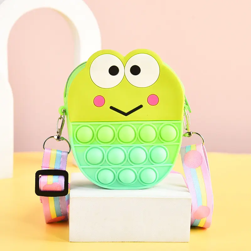 HQ Cartoon Crossbody Bag Creative Zipper Bag Push Bubbles Pop Fidget Toys Purse Shoulder Bag for Girls School Supplies Backpack