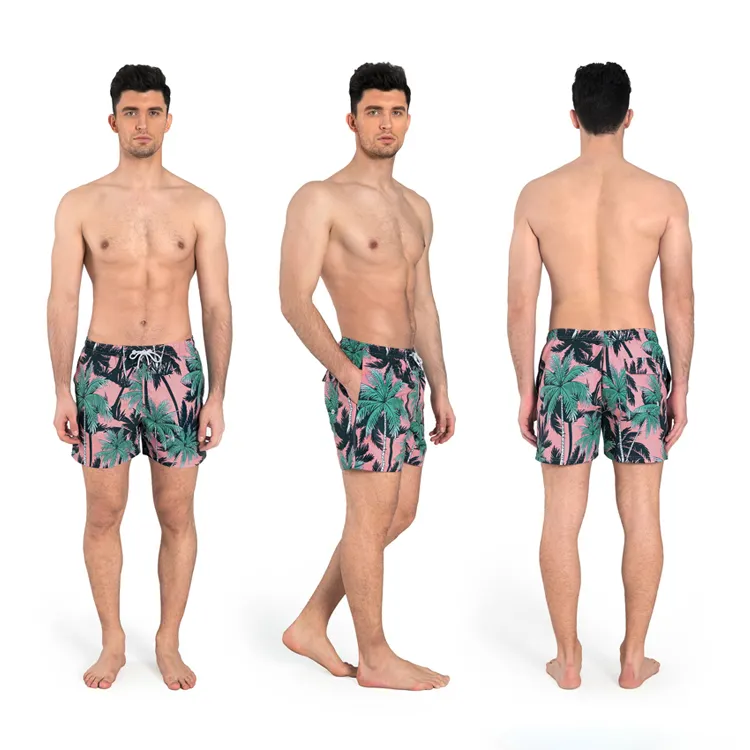 Coconut tree print men's fashion beach swimming shorts