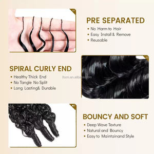 <span class=keywords><strong>Extensiones</strong></span> <span class=keywords><strong>de</strong></span> Cabello Sintético Resistente al Calor para Trenzas <span class=keywords><strong>de</strong></span> Ganchillo <span class=keywords><strong>con</strong></span> <span class=keywords><strong>Clip</strong></span>, Estilo Boho, Ondulado Profundo, Rizado - Venta al por Mayor - Product Image 5