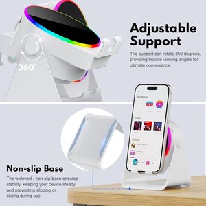Không dây cảm ứng 4-in-1 cho <span class=keywords><strong>Bluetooth</strong></span> Loa RGB ánh sáng 360 ° xoay người giữ điện thoại tương thích cho iPhone cho samsung cho - Product Image 6