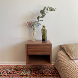 High Quality Modern Home Bedroom Wall Mounted Floating Brown Nightstand <b>Side</b> <b>Table</b> Bedside Wood <b>Storage</b> Drawer Shelf Night Stand - Product Image 4