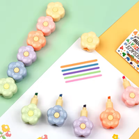 Haute qualité Logo personnalisé acrylique marqueur pointe ciseau stylos marqueurs 6 couleurs mignon Mini fleur surligneur stylos