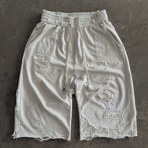 Shorts de survêtement longs 3/4 personnalisés OEM pour hommes, 100 % coton, style streetwear ample avec cordon de serrage, grandes tailles, pour la <span class=keywords><strong>course</strong></span> à pied - Product Image 2