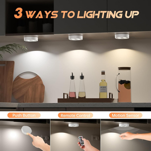 Motion Sensor Closet Puck Light, <b>Wireless</b> Rechargeable Stair Step Lights Indoor with 3 Colors Temper, Magnet Stick on Lighting - Product Image 4