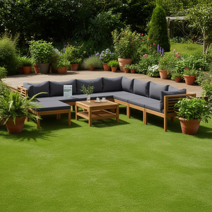 Ensemble de salon en bois d'acacia gris foncé 10 places, mobilier de jardin extérieur, design contemporain, résistant aux intempéries - Product Image 3