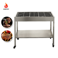 Barbecue au charbon de bois multifonctionnel en acier inoxydable de 100x40 cm pour usage commercial
