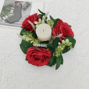 Réaliste Artificielle Rose <span class=keywords><strong>Bougie</strong></span> Guirlande Halloween Noël et Pâques Décoration De Table Mock Guirlande Anneau Faux Fleur <span class=keywords><strong>Bougie</strong></span> - Product Image 3