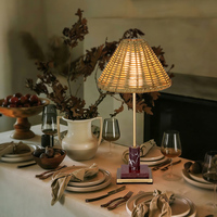 Lampe de table en marbre naturel moderne de luxe, abat-jour en rotin, flexible, sans fil, commande tactile, alimentée par batterie, étanche IP54
