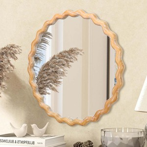 <span class=keywords><strong>Miroir</strong></span> mural <span class=keywords><strong>rond</strong></span> ondulé OVS <span class=keywords><strong>de</strong></span> 27,5 pouces pour <span class=keywords><strong>salle</strong></span> <span class=keywords><strong>de</strong></span> <span class=keywords><strong>bain</strong></span>, coiffeuse, chambre à coucher, entrée, style ferme, en <span class=keywords><strong>bois</strong></span>, finition vieillie naturelle - Product Image 4