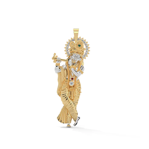 Pendentif solitaire en zircon inspiré du dieu hindou Krishna pour enfants, en argent sterling plaqué or blanc 18 carats, de la marque Danta Gems - Product Image 2