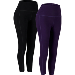 High Waist Women Leggings Full Length Stretch Compression Yoga Pants Solid Color Breathable Quick Dry <b>Tummy</b> <b>Control</b> Sporty - Product Image 3