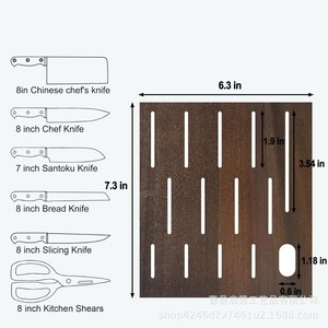 <b>Wooden</b> Knife Rack 6.3x7.3 In Solid Wood 7pcs Capacity Magnetic Knife <b>Block</b> Kitchen Storage - Product Image 1
