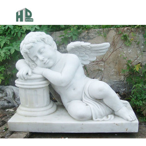 Statua di Angelo <span class=keywords><strong>Venere</strong></span> a Grandezza Naturale in Marmo Bianco Naturale Intagliata a Mano per Decorazione Esterna del Giardino - Product Image 1