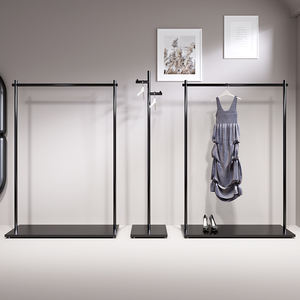 Porte-vêtements pour hommes et femmes Présentoir pour magasin de vêtements Présentoir <span class=keywords><strong>noir</strong></span> Présentoir simple au sol - Product Image 5