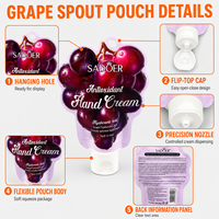 Pochette personnalisée découpée sur mesure pour crème pour les mains, avec bouchon à clapet et trou de suspension, pour produits cosmétiques et de soin, pochette à bec verseur en forme de pamplemousse
