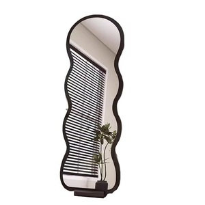 Espejo de Maquillaje Multifuncional con Gabinete, Estilo Ondulado Color Crema, de Pie y de Cuerpo Entero para Sala de Estar, Personalizable con 3 Opciones de Color - Product Image 6