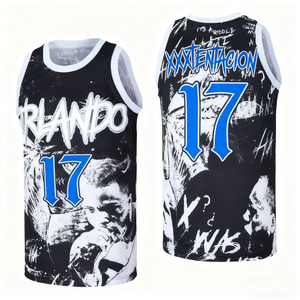 Camiseta de Baloncesto Personalizada con Bordado, Estilo Musical y de Moda, Malla de Poliéster Estampada con Graffiti, Uniforme Urbano Hip-hop - Product Image 6