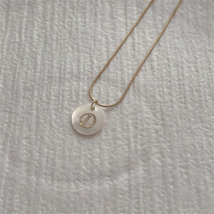 Custom Shell Letter Necklace Gold Initial Letter Dangle <b>Charms</b> Necklace - Product Image 5