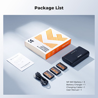 K&F Concept Cocok untuk Sony, Paket 3 Baterai Kamera NP-BX1 1240mAh dan Pengisi Daya Cepat Set Baterai Kamera Digital Isi Ulang