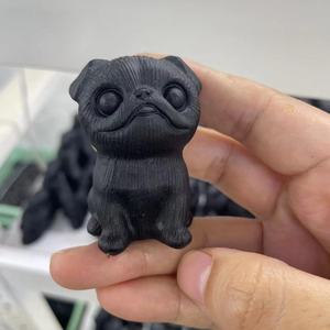 Neue Tierfiguren aus Natürlichem Obsidian, Heilender Stein, Geschnitzte Kristalltiere, Obsidian-Hunde - Product Image 4