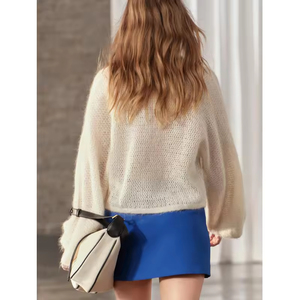 Pull <span class=keywords><strong>en</strong></span> tricot ouvert <span class=keywords><strong>en</strong></span> mélange d'<span class=keywords><strong>alpaga</strong></span> pour femmes personnalisé Senior Nouveau design de mode Pull évidé Pull <span class=keywords><strong>en</strong></span> tricot Pull Mujer - Product Image 5