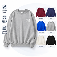 Sweat-shirt en coton lourd 300G avec logo brodé personnalisé, coupe ample, épaules tombantes, col rond, vêtements de travail pour hommes