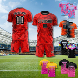 Uniforme de football personnalisé OEM, maillot de football en sublimation pour hommes/femmes, manches courtes, 100% polyester, respirant, séchage rapide F00 - Product Image 2