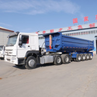 Remorques à benne basculante en U de 80 tonnes à 4 essieux, capacité de 45 m³, semi-remorque benne basculante robuste