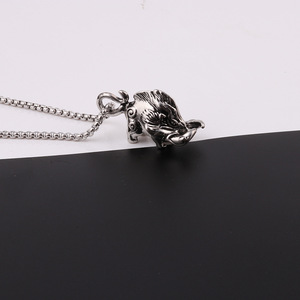 Collier Punk avec <span class=keywords><strong>pendentif</strong></span> en forme de <span class=keywords><strong>sanglier</strong></span>, collier en alliage avec animaux primitifs, chaîne de pull, bijoux de mode, cadeau - Product Image 3