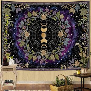 Tapisserie murale rectangulaire en polyester à imprimé floral bohème, motif tissé imprimé numériquement, décoration artistique - Product Image 1