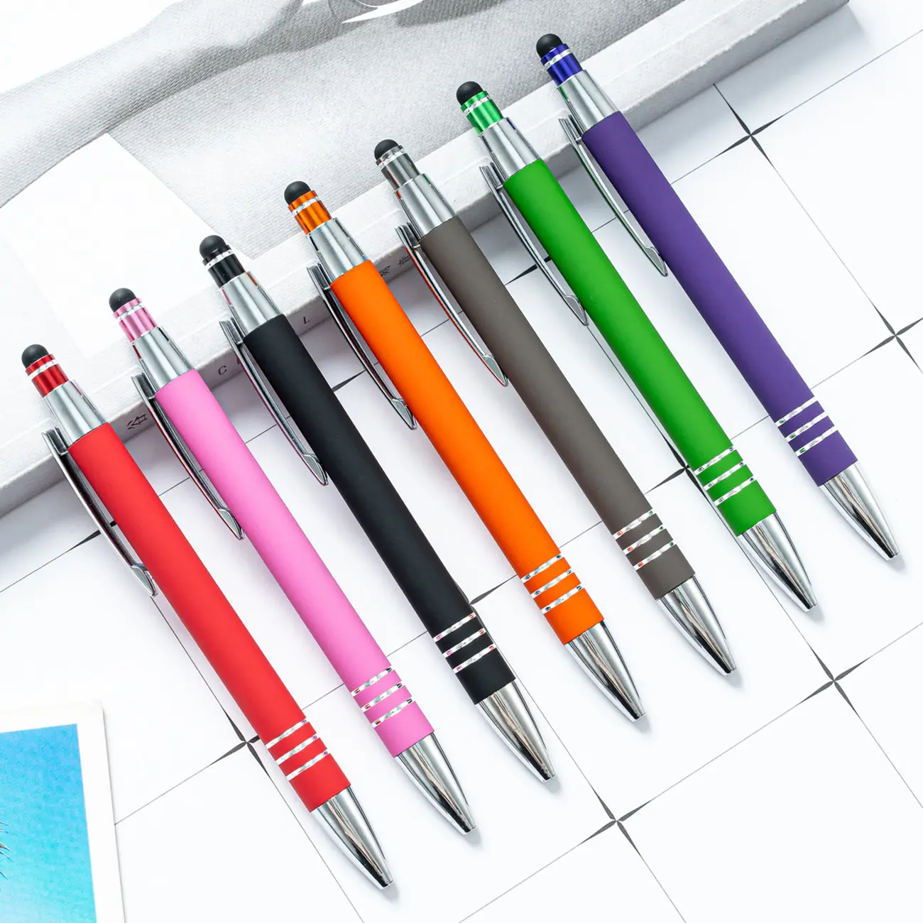Stylo à bille en métal mat, stylo tactile doux, bon marché, Logo personnalisé imprimé, stylo à bille, stylo cadeau promotionnel