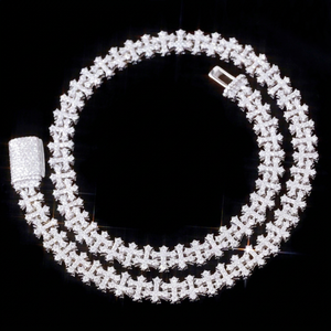 Collar de Plata S925 con Diamante VVS de 12 mm en Forma de Cruz, Cadena Cubana de Moissanita GRA para Joyería de Moda Masculina - Product Image 1