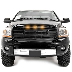 Gloss Black Big Horn II 3 Amber LED Packaged Grille+Replacement for 06-08 <b>Ram</b> 1500 06-09 <b>Ram</b> 2500+ 3500 - Product Image 2