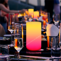 Lampe de table LED cylindrique moderne en plastique sans fil, à piles, avec télécommande, logo personnalisé imprimé, pour la décoration