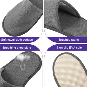 Geyoga 24 Pares de Pantuflas Desechables con Punta Cerrada, Deportivas, a Cuadros, Resistentes a las Manchas, para Huéspedes, 2 Tallas, Parte Superior de Algodón, Suela de PVC, para Hotel - Product Image 4