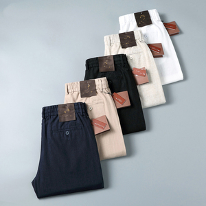 <span class=keywords><strong>Pantalon</strong></span> long homme en <span class=keywords><strong>lin</strong></span>, nouveau style d'été, taille élastique, athlétique, décontracté, frais, infroissable, coupe droite, taille haute, de créateur # L P-7726 - Product Image 1