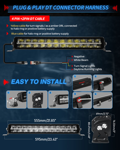 Nouvelle barre lumineuse LED ECE haute puissance modèle D-Max pour <span class=keywords><strong>Ford</strong></span>, Jeep, UTV, Pick-up 4x4, blanc ambre, position DRL, sans éblouissement - Product Image 4
