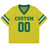 Fabricant de pulls, design personnalisé, pull de football à manches courtes, taille plus, logo brodé en jacquard, maillot de football en tricot