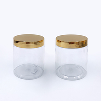 50ml 100mL 120ml 150ml 200ml 250ml Envase cosmético para alimentos Ámbar Negro Pet Tarro de crema cosmética de plástico con tapa dorada