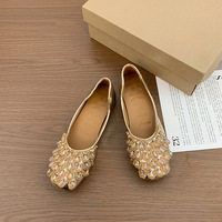 Chaussures plates respirantes et légères pour femmes, rehaussantes, nouvelle collection été 2026, style féerique à semelle souple ornée de strass