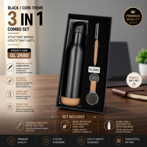 ชุดของขวัญหนัง 3-in-1 แบบปรับแต่งได้ พร้อมขวดน้ำเก็บอุณหภูมิ 500 มล. ปากกาลูกลื่น และพวงกุญแจหมุนได้ สำหรับโปรโมชั่นองค์กร - Product Image 4