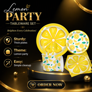 Summer Fresh Lemon Fruit Theme <b>Party</b> Paper Tableware Plates Cups <b>Napkins</b> Tablecloth - Product Image 5