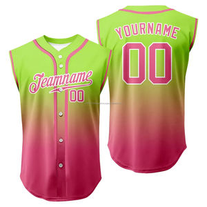 Camiseta de béisbol degradada sin mangas personalizada, sudadera de entrenamiento, uniforme de Club, chaleco con botones completos, estilo Hip Hop, ropa deportiva de softball - Product Image 1